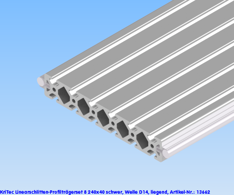 KriTec Linearschlitten-Profilträgerset 8 240x40 schwer, Welle D14, liegend
