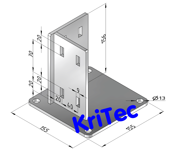 KriTec Fußkonsole 8 80x80 alufarbig pulverbeschichtet