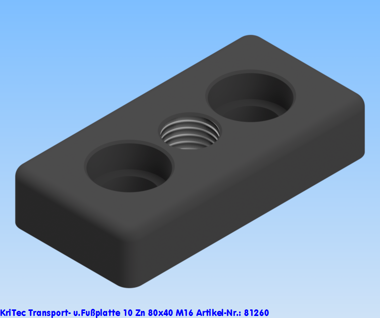 KriTec Transport- und Fußplatte 10 Zn 80x40 M16