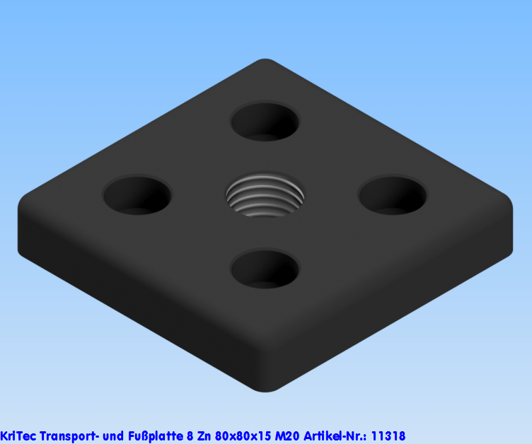 KriTec Transport- und Fußplatte 8 Zn 80x80x15 M20