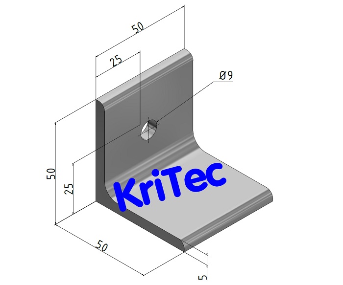 KriTec Anschweißwinkel 10 50x50x5 L=50, Stahl