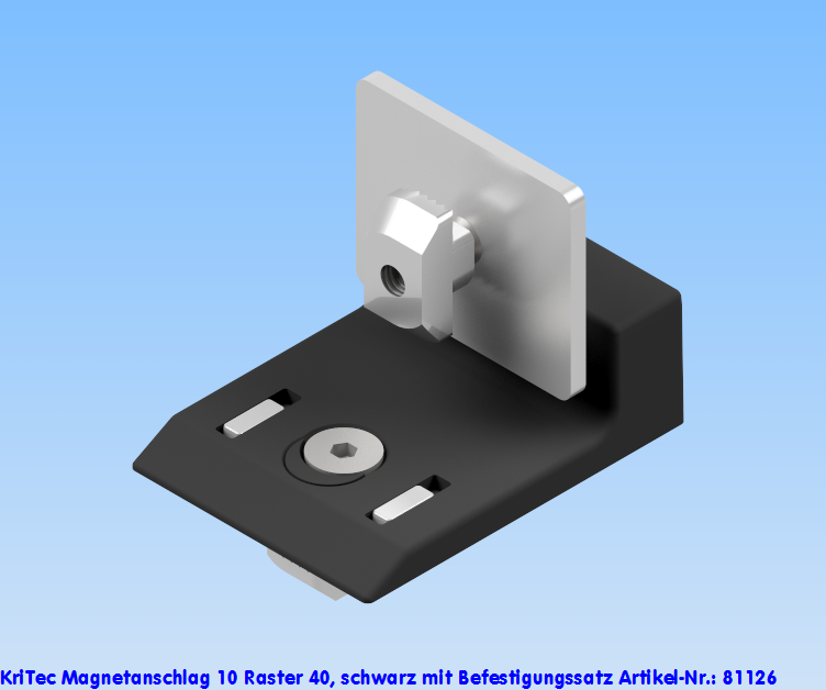 KriTec Magnetanschlag 10 Raster 40, schwarz mit Befestigungssatz