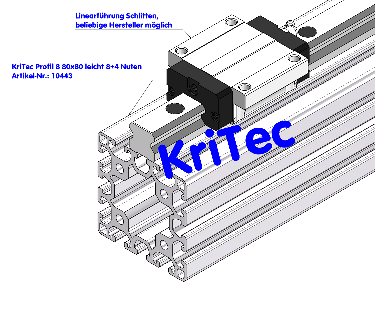 KriTec Profil 8 80x80 leicht 8+4 Nuten