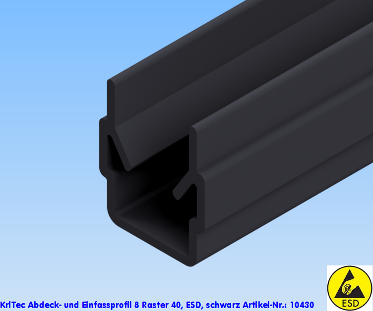 KriTec Abdeck- und Einfassprofil 8 Raster 40, ESD, schwarz