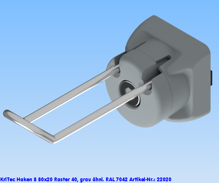 KriTec Haken 8 80x20 Raster 40, grau ähnl. RAL 7042