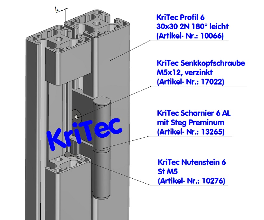KriTec Scharnier 6 Al mit Steg Premium
