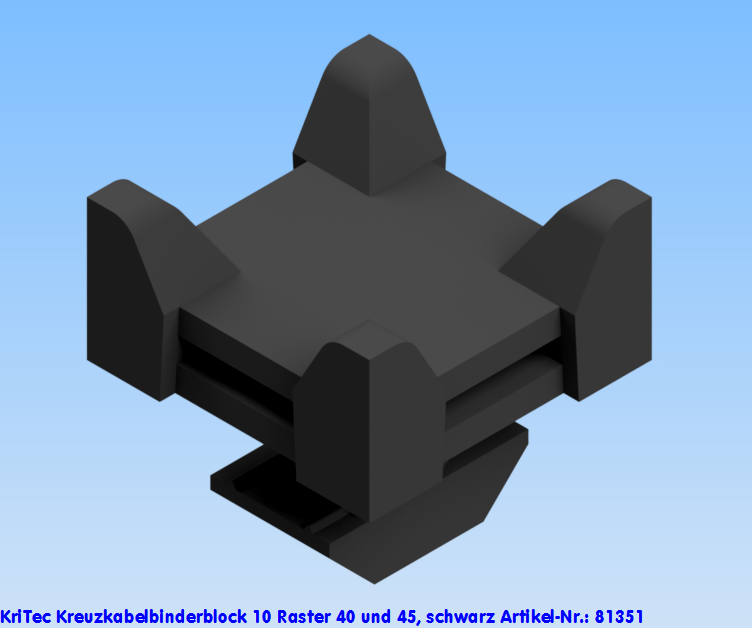 KriTec Kreuzkabelbinderblock 10 Raster 40 und 45, schwarz