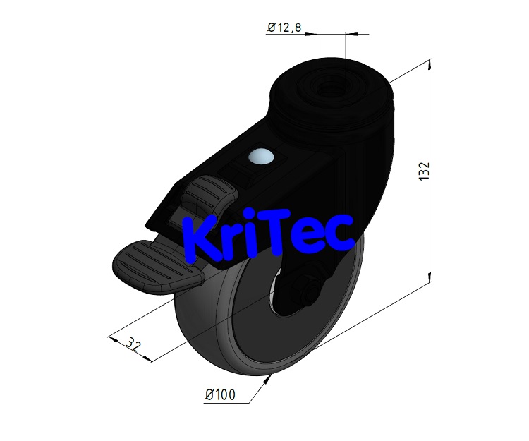 KriTec Lenkrolle D100 schwarz mit Doppelfeststellbremse - auch antistatisch
