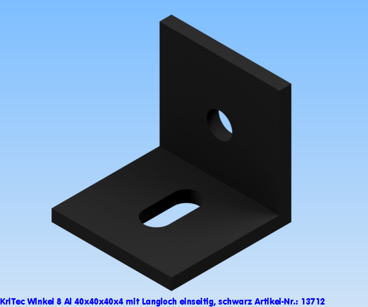 KriTec Winkel 8 Al 40x40x40x4 mit Langloch einseitig, schwarz pulverbeschichtet