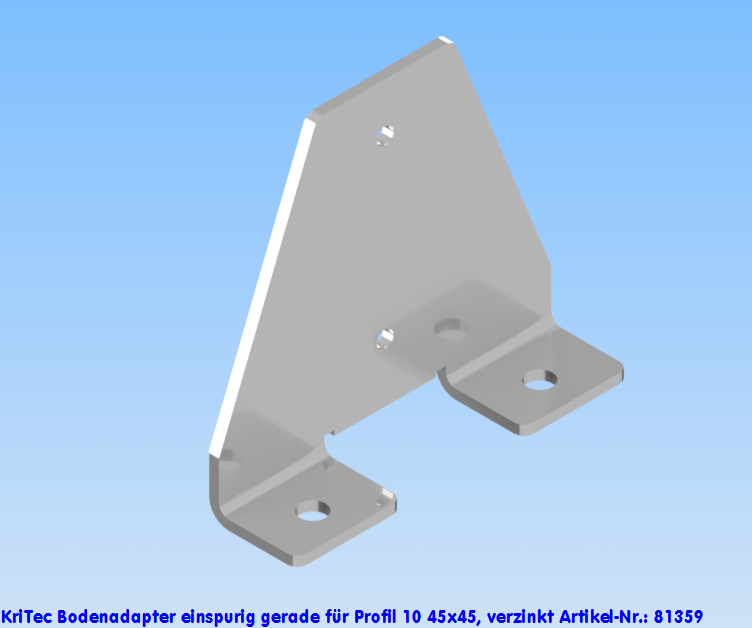 KriTec Bodenadapter einspurig gerade für Profil 10 45x45, verzinkt
