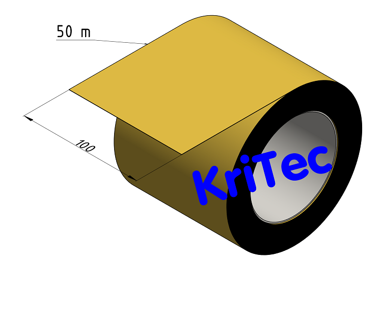 KriTec Bodenmarkierungsband Breite 100mm x 50 Meter Rolle, selbstklebend, gelb