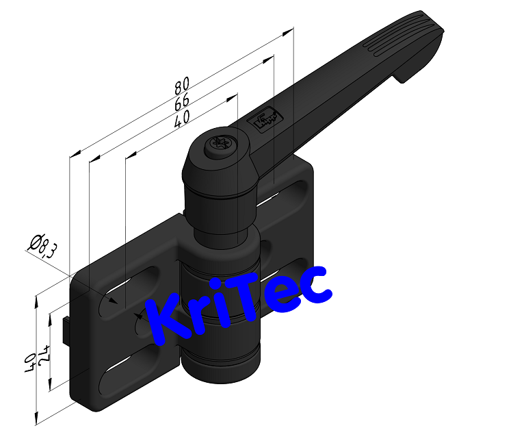KriTec Scharnier 8 40 Zn mit Klemmhebel, schwarz