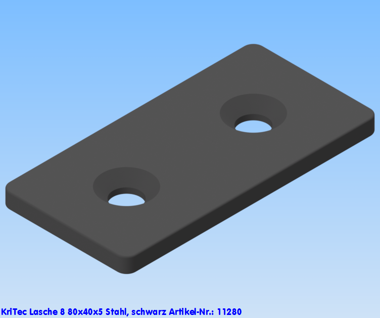 KriTec Lasche 8 80x40x5 Stahl, schwarz pulverbeschichtet