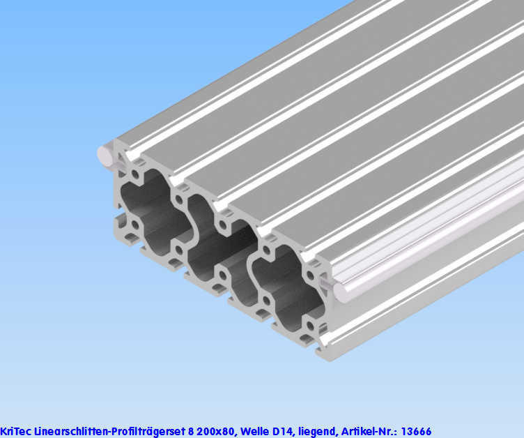 KriTec Linearschlitten-Profilträgerset 8 200x80, Welle D14, liegend