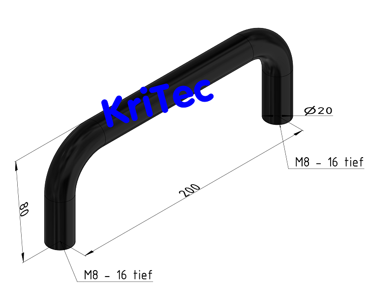KriTec Handgriff Al 200 gerade, schwarz