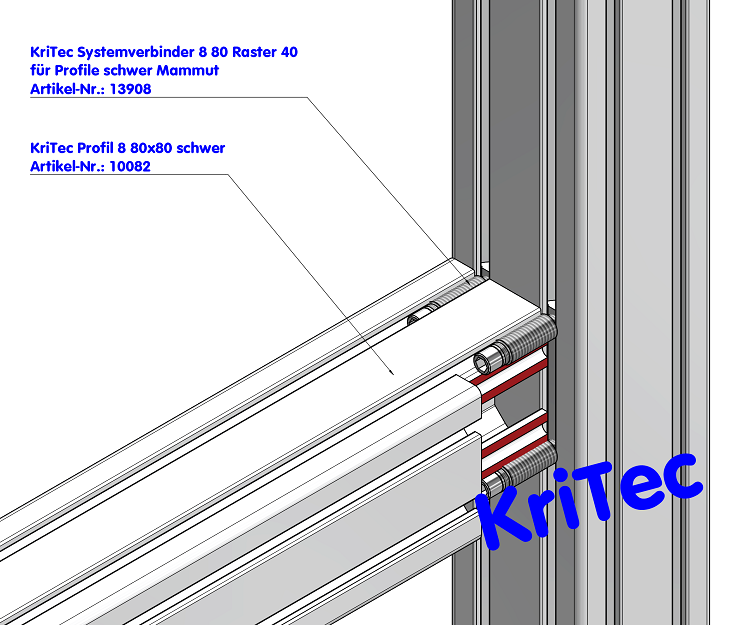 KriTec Systemverbinder 8 80 Raster 40 für Profile schwer Mammut
