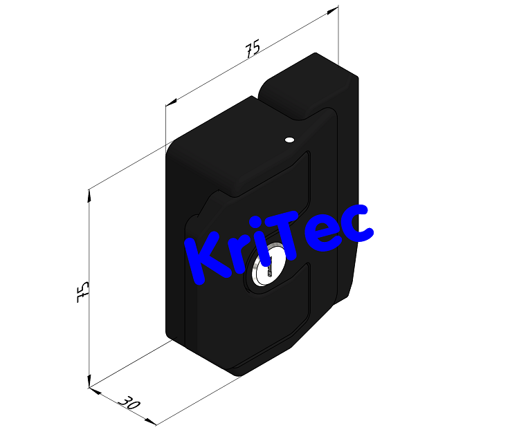 KriTec Fallenverschluss Mini, anschraubbar von hinten, schwarz