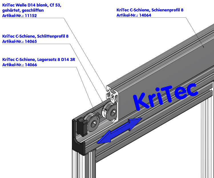 KriTec C-Schiene, Lagersatz 8 D14 3R