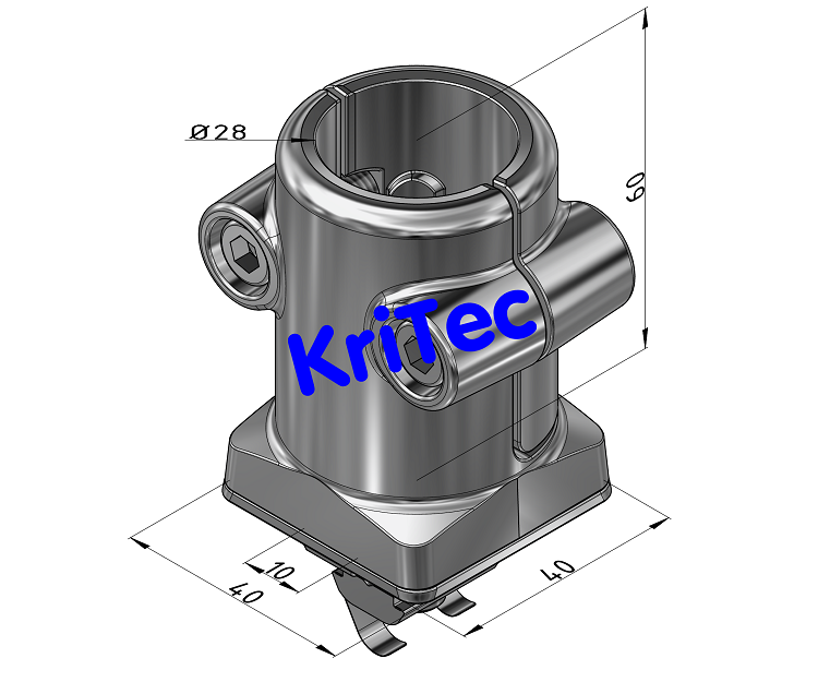 KriTec Adapter von D28 auf Nut 10 inkl. Befestigungssatz