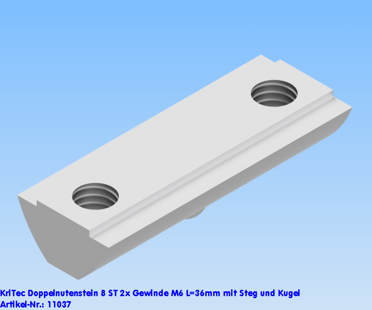 KriTec Doppelnutenstein 8 St 2x Gewinde M6 L=36mmmit Steg und Kugel