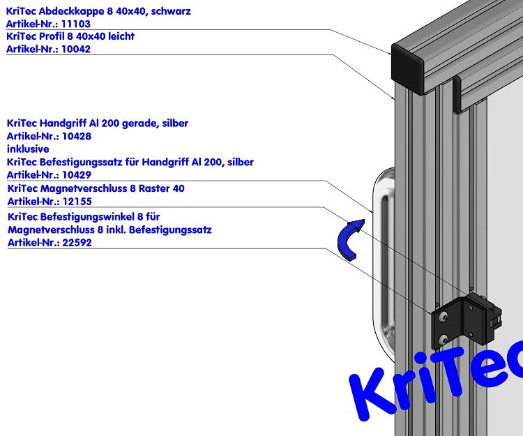 KriTec Handgriff Al 200 gerade, silber