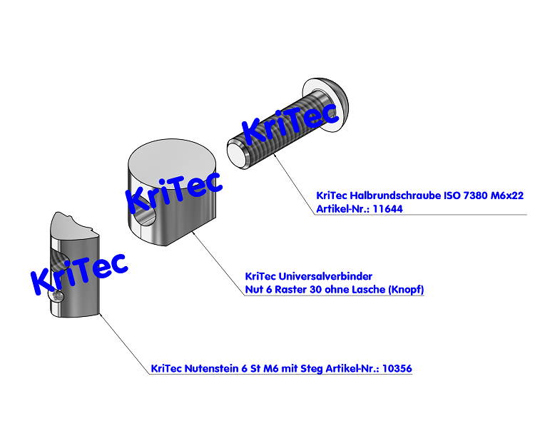 KriTec Universalverbindungssatz Nut 6 Raster 30 ohne Lasche
