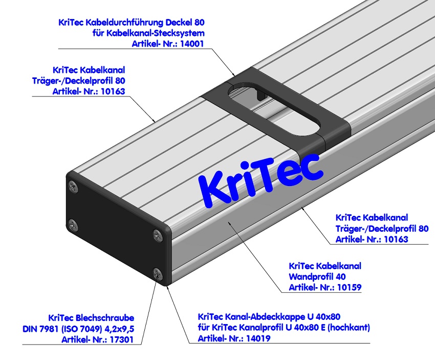 KriTec Kabeldurchführung Deckel 80 für Kabelkanalstecksystem