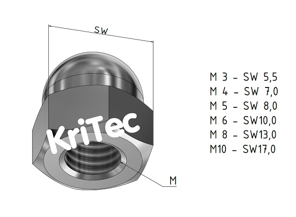 KriTec Hutmuttern DIN 1587 verzinkt