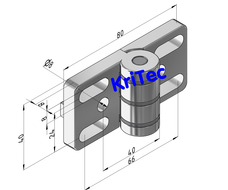 KriTec Scharnier 8 40 Zn, weißaluminium ähnlich RAL 9006
