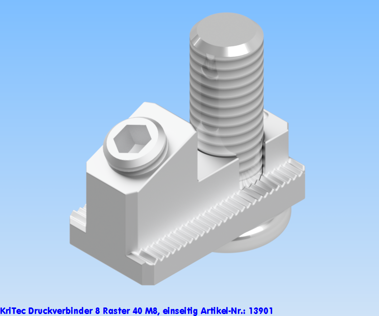 KriTec Druckverbinder 8 Raster 40 M8, einseitig