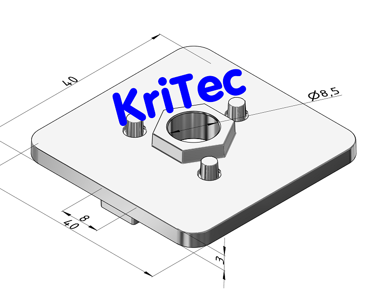 KriTec Adapterplatte 8 Raster 40 für Bockrolle D80