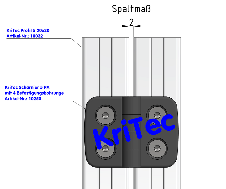 KriTec Scharnier 5 PA mit 4 Befestigungsbohrungen