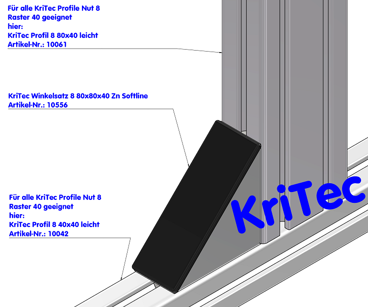 KriTec Winkel 8 80x80x40 Zn Softline