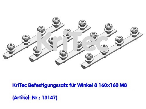 KriTec Winkel 8 160x160x80 Al M8, weißaluminium ähnlich RAL 9006