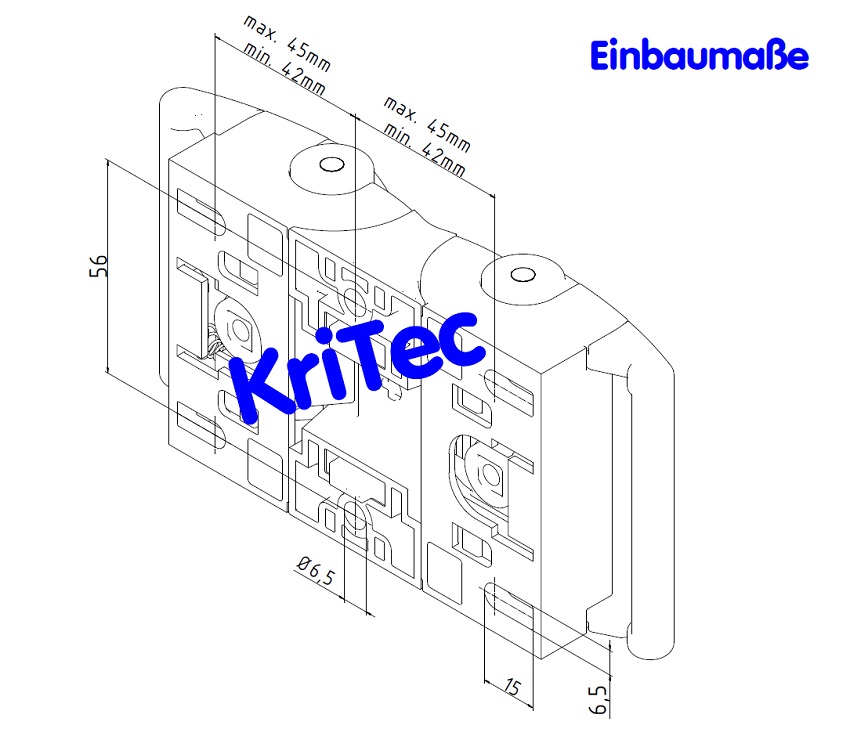 KriTec Doppel-Fallenverschluss, gleichschliessend, anschraubbar von vorne