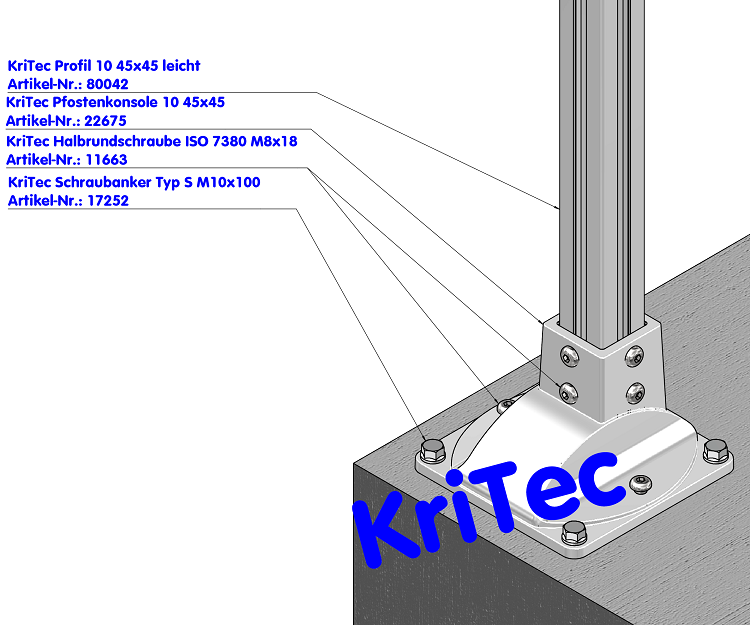 KriTec Pfostenkonsole 10 45x45