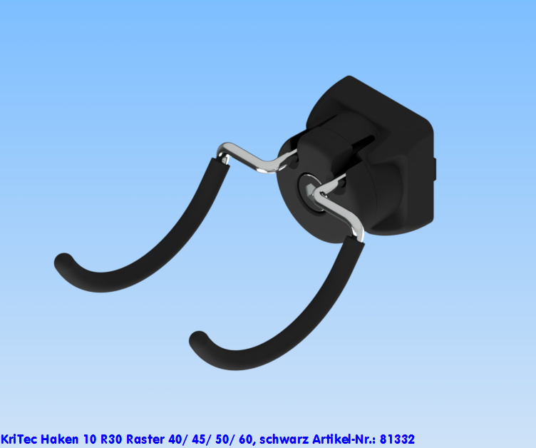 KriTec Haken 10 R30 Raster 40/ 45/ 50/ 60, schwarz