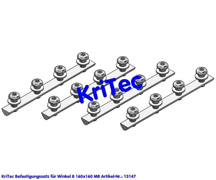KriTec Befestigungssatz für Winkel 8 160x160 M8 (einfach)