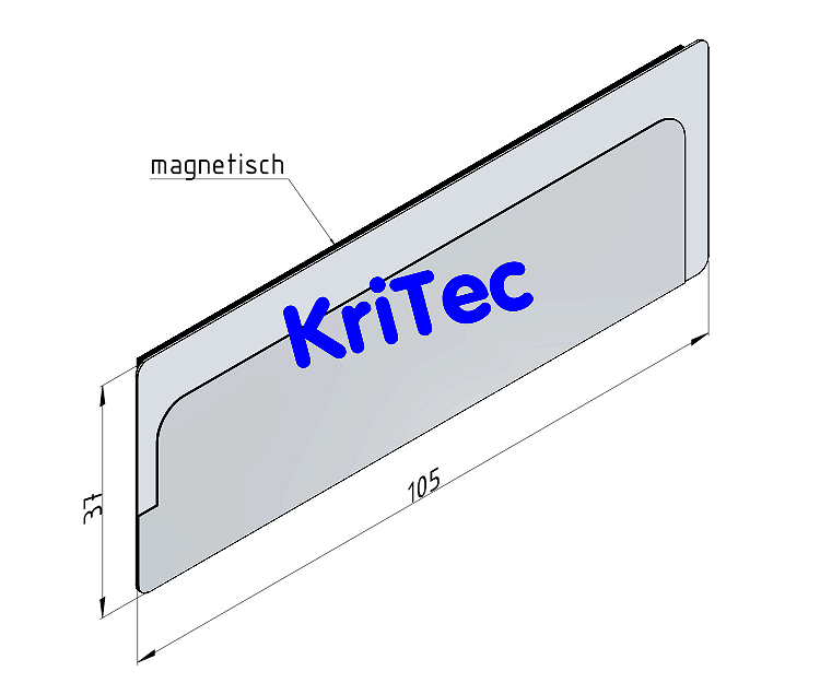 KriTec Etikettenträger, magnetisch, oben offen, 37x105mm