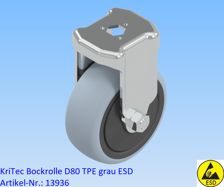 KriTec Bockrolle D80 TPE grau ESD