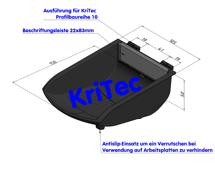 KriTec Greifschale 10 105x130x50 schwarz ähnl. RAL 9005 antistatisch