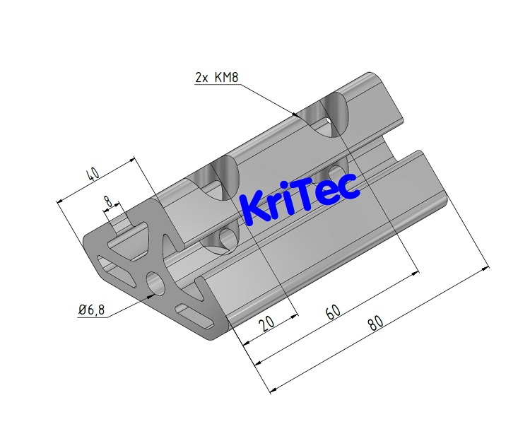 KriTec Winkelelemente 8 T2-80, natur eloxiert