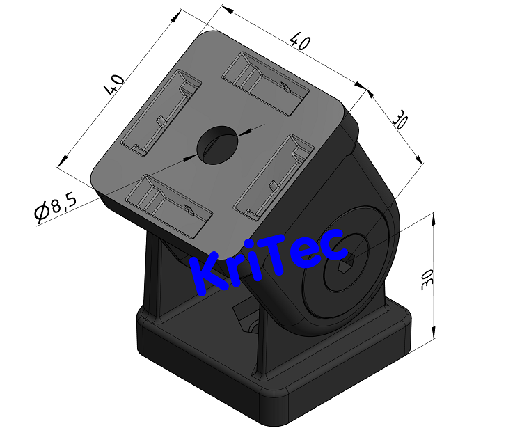 KriTec Gelenk 8 40x40, Premium, schwarz