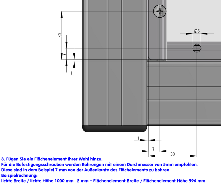 KriTec Winkelschraubleiste 8 Al E, natur