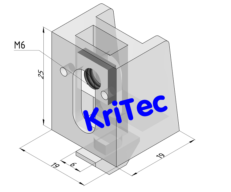 KriTec Befestigungsblock 6 PA transparent