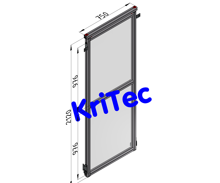 KriTec Schutzzaunelement Nut 8 Raster 40, B750xH2300mm, Polycarbonat PC, klar 5mm