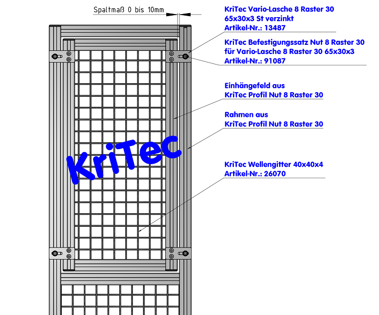 KriTec Vario-Lasche 8 Raster 30 65x30x3 St verzinkt