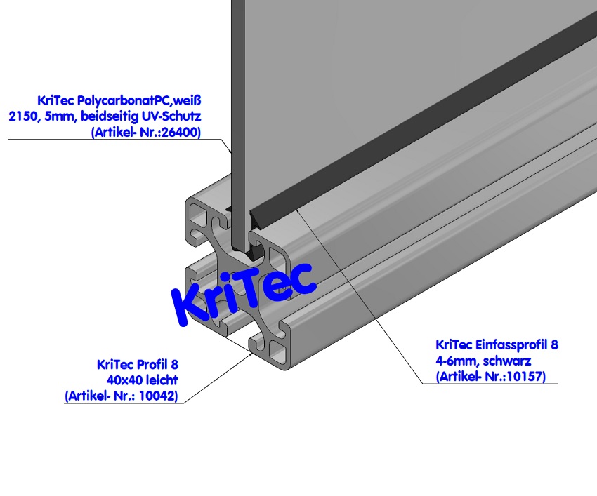KriTec Einfassprofil 8 Raster 40, 4-6mm, schwarz