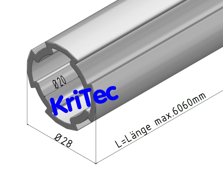 KriTec Profil-Rundrohr D28, natur eloxiert