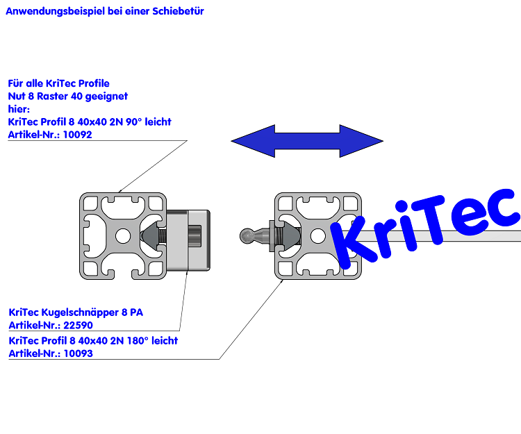 KriTec Profil 8 40x40 2N 90° leicht